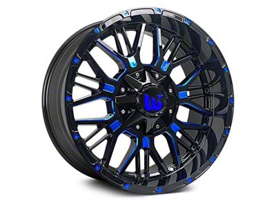 Western Wheels PAXTON Gloss Black with Blue Milling Spokes and Spot 6-Lug Wheel; 20x10; -12mm Offset (05-15 Tacoma)