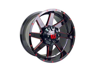 Western Wheels HUNTER Gloss Black with Red Milling Spokes and Spot 5-Lug Wheel; 20x10; -12mm Offset (07-13 Tundra)