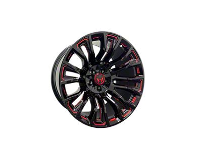 Western Wheels MAVERICK Gloss Black with Red Milling 5-Lug Wheel; 20x10; -12mm Offset (07-13 Tundra)