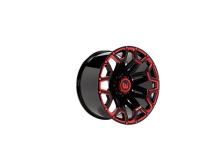 Western Wheels BLAZE Gloss Black with Red Milling 6-Lug Wheel; 20x12; -44mm Offset (16-23 Tacoma)