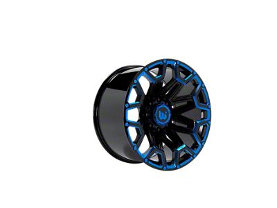 Western Wheels BLAZE Gloss Black with Blue Milling 6-Lug Wheel; 20x12; -44mm Offset (21-25 Bronco, Excluding Raptor)