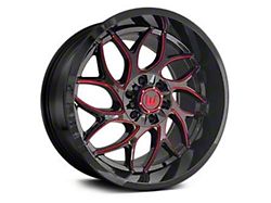 Western Wheels DUKE Gloss Black with Red Milling 6-Lug Wheel; 20x10; -12mm Offset (21-25 Bronco, Excluding Raptor)