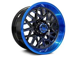 Western Wheels SAHARA Gloss Black with Blue Lip 6-Lug Wheel; 22x12; -44mm Offset (21-25 Bronco, Excluding Raptor)