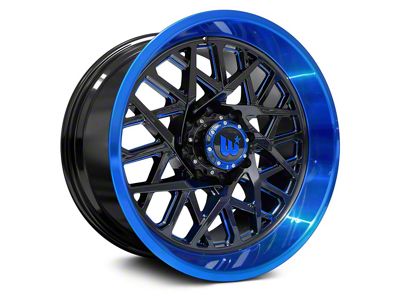 Western Wheels SAHARA Gloss Black with Blue Lip 6-Lug Wheel; 22x12; -44mm Offset (21-25 Bronco, Excluding Raptor)