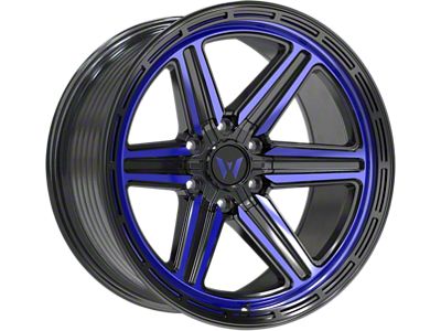 Western Wheels YR13 Gloss Black Blue Milling Spokes 6-Lug Wheel; 20x10; -12mm Offset (21-25 Bronco, Excluding Raptor)