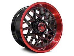 Western Wheels SAHARA Gloss Black with Red Lip 6-Lug Wheel; 22x12; -44mm Offset (10-24 4Runner)