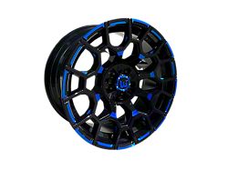 Western Wheels SPUR Gloss Black with Blue Milling Wheel; 20x10; -24mm Offset (84-01 Jeep Cherokee XJ)