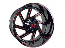 Western Wheels CACTUS Gloss Black with Red Milling Spokes and Spot Wheel; 20x12; -44mm Offset (20-25 Jeep Gladiator JT)