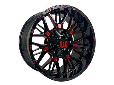 Western Wheels PAXTON Gloss Black with Red Milling Spokes and Spot Wheel; 20x10; -24mm Offset (20-25 Jeep Gladiator JT)