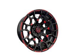 Western Wheels SPUR Gloss Black with Red Milling Wheel; 22x12; -44mm Offset (20-25 Jeep Gladiator JT)