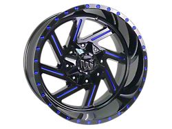 Western Wheels CACTUS Gloss Black with Blue Milling Spokes and Spot Wheel; 20x12; -44mm Offset (93-98 Jeep Grand Cherokee ZJ)