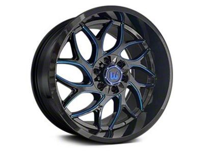 Western Wheels DUKE Gloss Black with Blue Milling Wheel; 20x10; -24mm Offset (99-04 Jeep Grand Cherokee WJ)