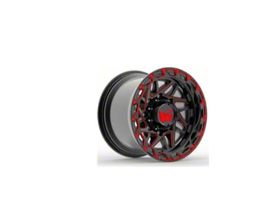 Western Wheels BOULDER Gloss Black with Red Milling Spokes and Spot Wheel; 20x10; -12mm Offset (76-86 Jeep CJ7)