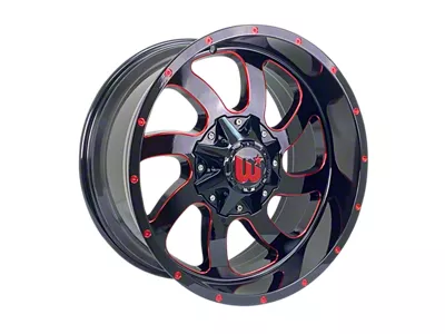 Western Wheels DUSTY Gloss Black with Red Milling Spokes and Spot Wheel; 20x10; -12mm Offset (76-86 Jeep CJ7)