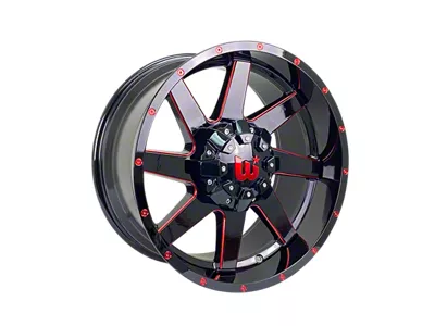 Western Wheels HUNTER Gloss Black with Red Milling Spokes and Spot Wheel; 20x10; -12mm Offset (76-86 Jeep CJ7)