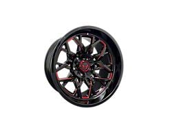 Western Wheels EDGE Gloss Black with Red Milling Wheel; 20x12; -44mm Offset (07-18 Jeep Wrangler JK)