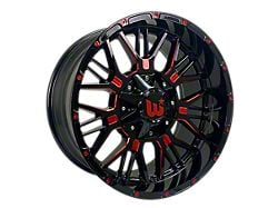 Western Wheels PAXTON Gloss Black with Red Milling Spokes and Spot Wheel; 20x10; -24mm Offset (07-18 Jeep Wrangler JK)