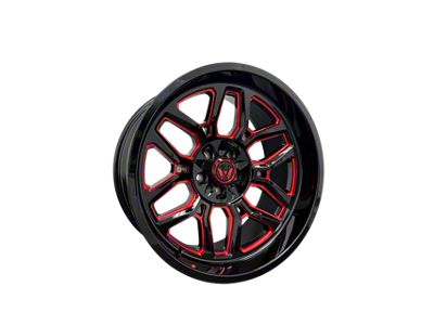 Western Wheels RANGER Gloss Black with Red Milling Wheel; 20x10; -12mm Offset (76-86 Jeep CJ7)