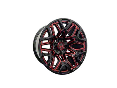 Western Wheels TUNDRA Gloss Black with Red Milling Wheel; 20x10; -12mm Offset (76-86 Jeep CJ7)