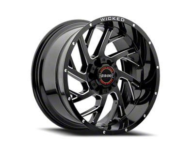 Wicked Offroad W930 Gloss Black Milled 6-Lug Wheel; 20x9; 0mm Offset (03-09 4Runner)