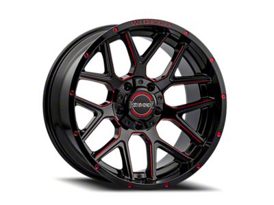 Wicked Offroad W903 Gloss Black Milled with Red Tint 6-Lug Wheel; 20x10; -19mm Offset (22-25 Bronco Raptor)