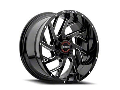 Wicked Offroad W930 Gloss Black Milled Wheel; 20x10; -19mm Offset (76-86 Jeep CJ7)