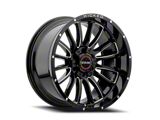 Wicked Offroad W908 Gloss Black Milled Wheel; 20x10; -19mm Offset (20-24 Jeep Gladiator JT)