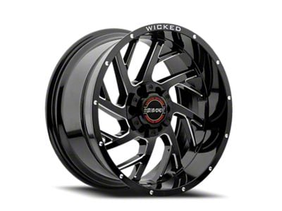 Wicked Offroad W930 Gloss Black Milled Wheel; 20x10 (20-24 Jeep Gladiator JT)