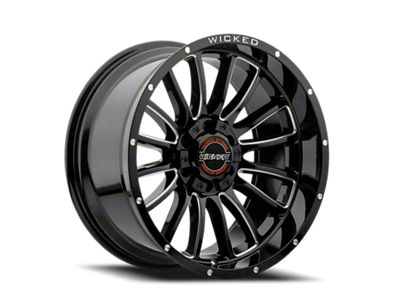 Wicked Offroad W908 Gloss Black Milled Wheel; 20x10; -19mm Offset (11-21 Jeep Grand Cherokee WK2)