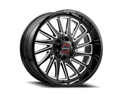 Wicked Offroad W936 Gloss Black Milled Wheel; 20x10; -19mm Offset (18-24 Jeep Wrangler JL)