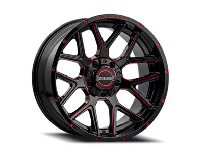 Wicked Offroad W903 Gloss Black Milled with Red Tint 6-Lug Wheel; 20x10; -19mm Offset (16-24 Titan XD)