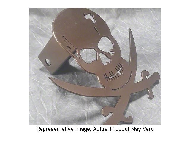 Wild Child Customs Pirate Skull Jolly Roger Tow Hitch Cover; Black (Universal; Some Adaptation May Be Required)
