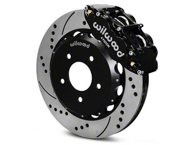 Wilwood Superlite 4R Front Big Brake Kit with Drilled Rotors; Black Calipers (07-18 Jeep Wrangler JK)