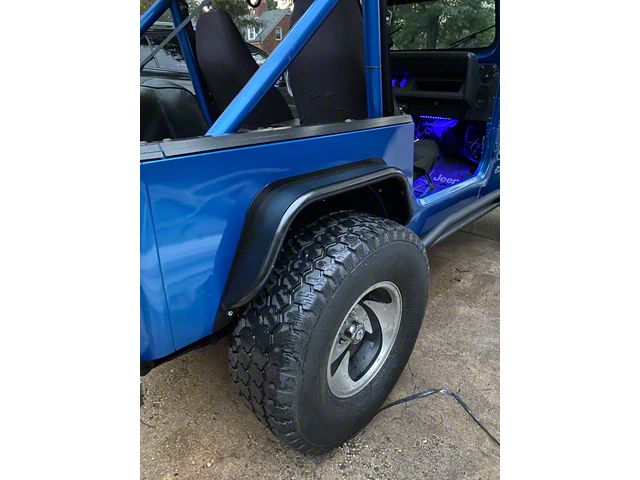 Wizard Works Offroad Rear Tube Flares; Bare Steel (87-95 Jeep Wrangler YJ)