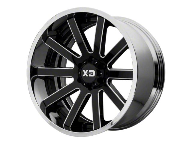 XD Heist Gloss Black Milled with Center Chrome Lip 6-Lug Wheel; 20x12; -44mm Offset (2024 Tacoma)