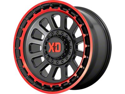 XD Omega Satin Black Machined with Red Tint 6-Lug Wheel; 17x9; -12mm Offset (21-24 Bronco, Excluding Raptor)
