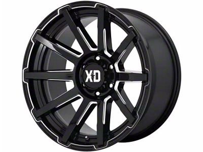 XD Outbreak Gloss Black Milled 6-Lug Wheel; 20x10; 12mm Offset (21-24 Bronco, Excluding Raptor)