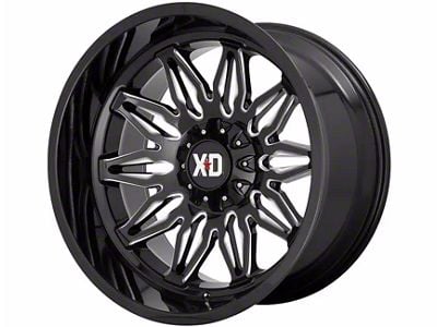 XD Gunner Gloss Black Milled 6-Lug Wheel; 22x10; -18mm Offset (22-25 Bronco Raptor)