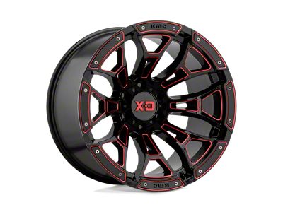 XD Boneyard Gloss Black Milled with Red Tint Wheel; 20x10 (20-24 Jeep Gladiator JT)