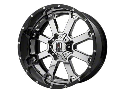 XD Buck 25 Chrome Center with Gloss Black Milled Lip Wheel; 20x10; -18mm Offset (20-24 Jeep Gladiator JT)