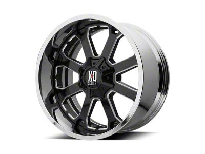 XD Buck 25 Gloss Black Milled Center with Chrome Lip Wheel; 20x12; -44mm Offset (20-24 Jeep Gladiator JT)