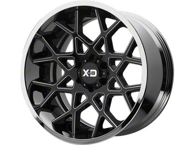 XD Chopstix Gloss Black Milled Center with Chrome Lip Wheel; 20x10; -18mm Offset (20-24 Jeep Gladiator JT)