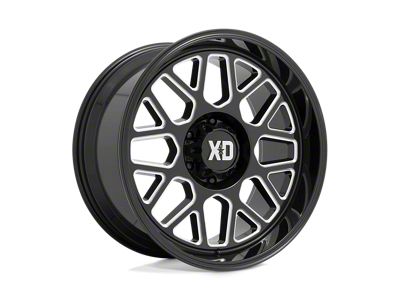 XD Grenade 2 Gloss Black Milled Wheel; 20x10; 12mm Offset (20-24 Jeep Gladiator JT)