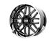 XD Grenade Gloss Black Milled Center with Chrome Lip Wheel; 20x10 (20-24 Jeep Gladiator JT)