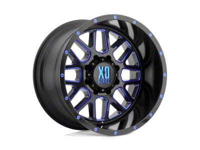 XD Grenade Satin Black Milled with Blue Clear Coat Wheel; 18x9; -12mm Offset (20-24 Jeep Gladiator JT)