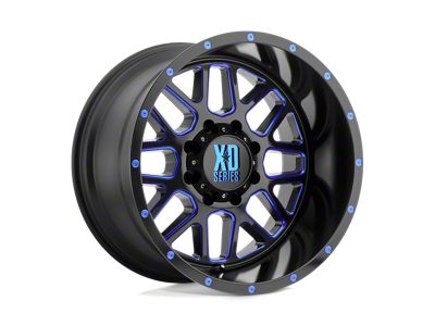 XD Grenade Satin Black Milled with Blue Clear Coat Wheel; 20x9; 0mm Offset (20-24 Jeep Gladiator JT)