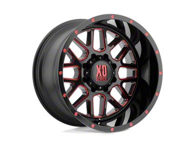 XD Grenade Satin Black Milled with Red Clear Coat Wheel; 18x9; -12mm Offset (20-24 Jeep Gladiator JT)