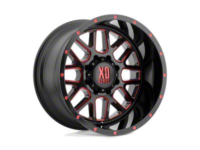 XD Grenade Satin Black Milled with Red Clear Coat Wheel; 20x9; 0mm Offset (20-24 Jeep Gladiator JT)