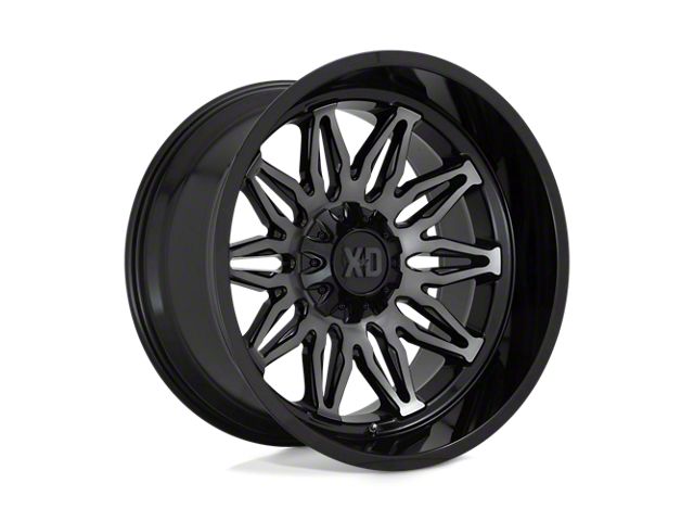 XD Gunner Gloss Black Machined with Gray Tint Wheel; 20x10 (20-24 Jeep Gladiator JT)