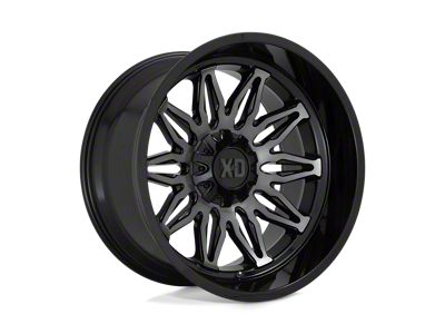 XD Gunner Gloss Black Machined with Gray Tint Wheel; 22x12; -44mm Offset (20-24 Jeep Gladiator JT)